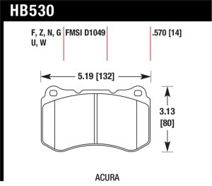 Acura TL Brake Pads - Front - Hawk Performance - HPS Performance Street Compound - `07-`08